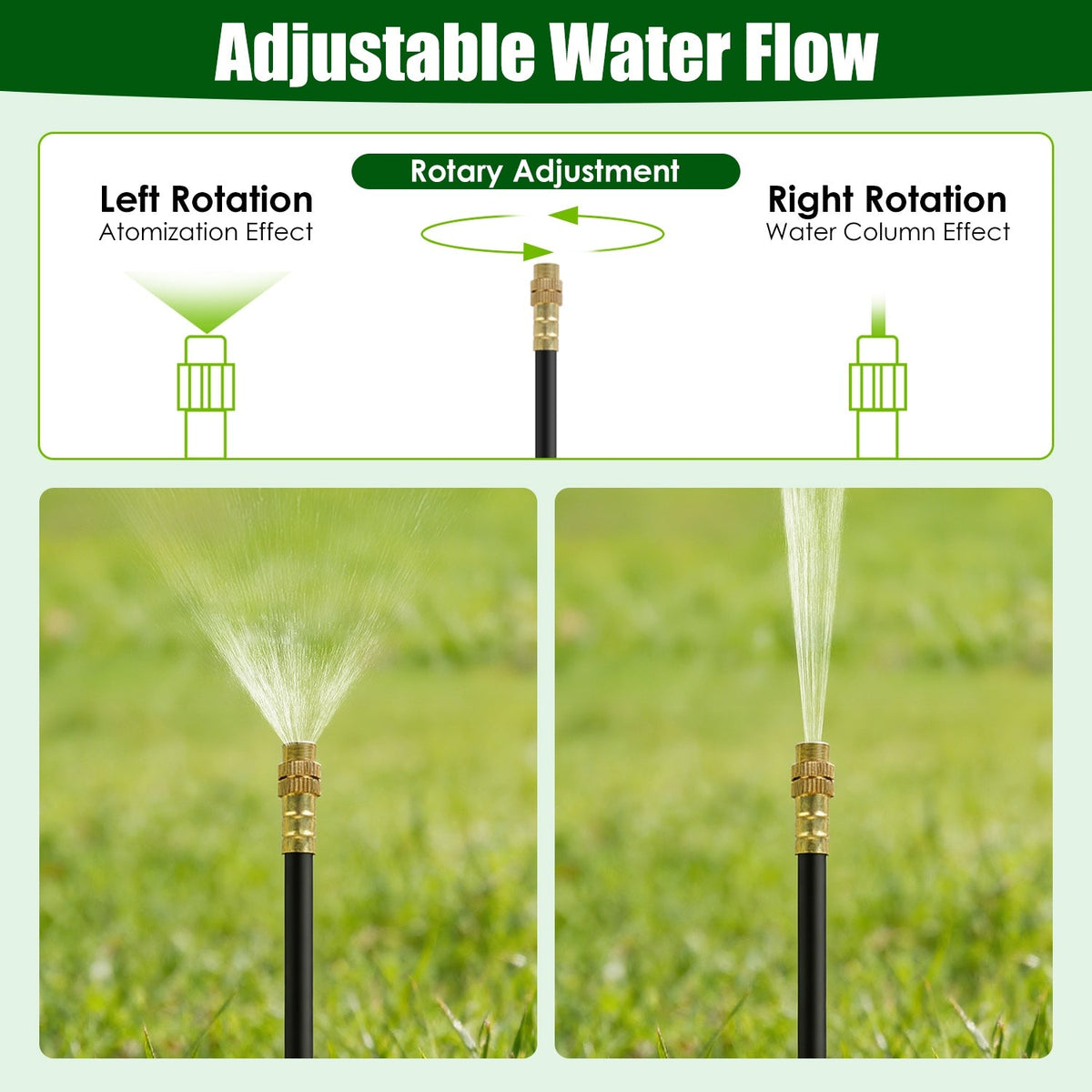 360° Bendable Drip Irrigation System with 49FT 5/8” Tubing Hose 5/16” Faucet Connector Automatic Watering Misting Kit For Garden Greenhouse Yard Lawn
