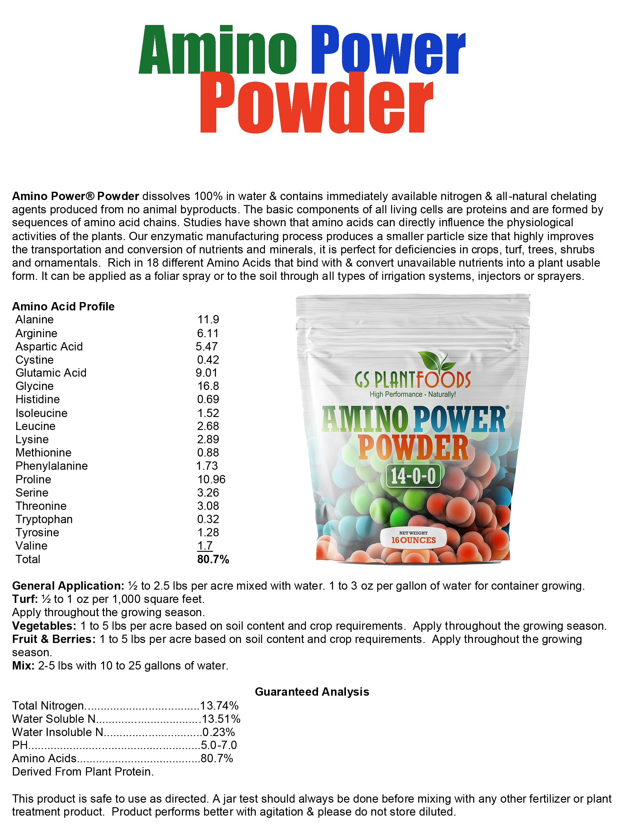 14-0-0 Amino Power Powder by GS Plant Food
