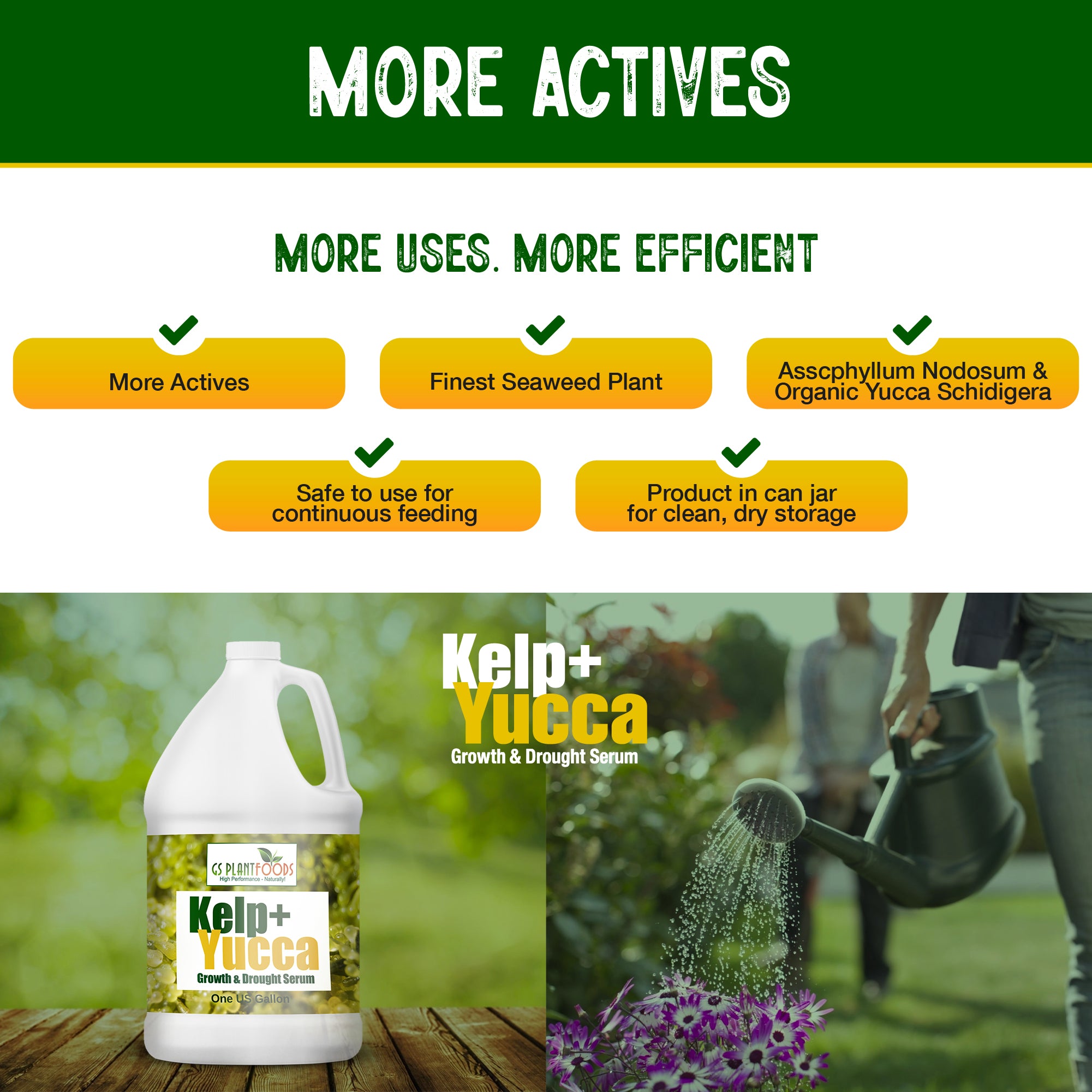 Kelp + Yucca – Organic Soil Moisture Retainer & Plant Growth Enhancer – Seaweed + Yucca Extract Blend for Stronger Roots, Better Water Absorption & Stress Resistance