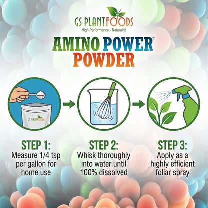 Amino Power Powder Nitrogen Fertilizer 16 oz - Plant-Based 100% Water Soluble High Nitrogen Source - 18 L-Amino Acids Chelating Agent for Foliar Spray, Turf, Vegetables, Fruits & Indoor Plants