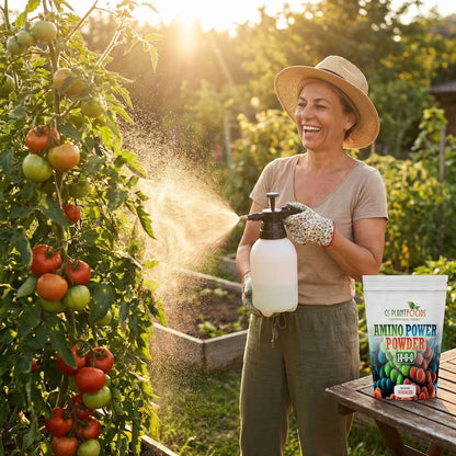 Amino Power Powder Nitrogen Fertilizer 16 oz - Plant-Based 100% Water Soluble High Nitrogen Source - 18 L-Amino Acids Chelating Agent for Foliar Spray, Turf, Vegetables, Fruits & Indoor Plants