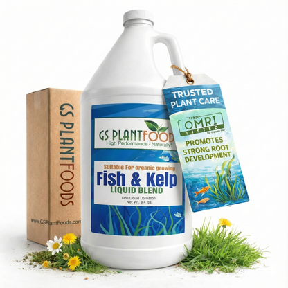 plant care fertilizer Fish & Kelp Liquid Blend Organic 5 Gallon
