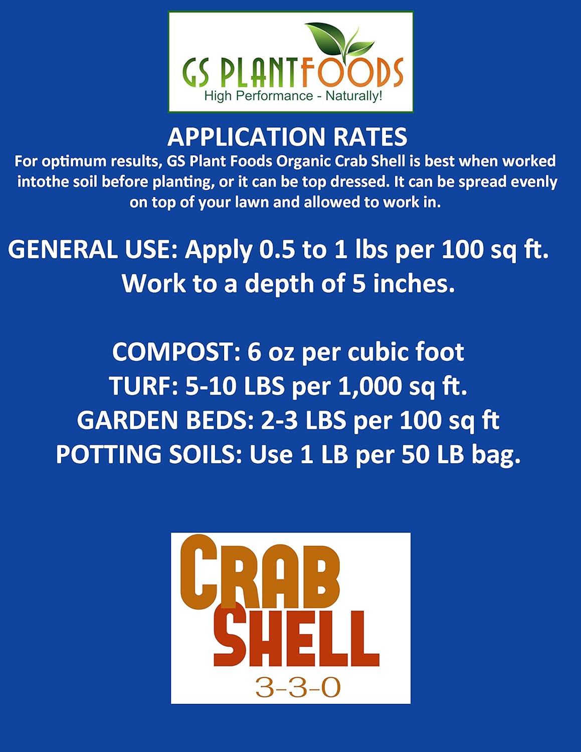 Organic Crab Shell Natural Fertilizer Calcium Booster 3-3-0