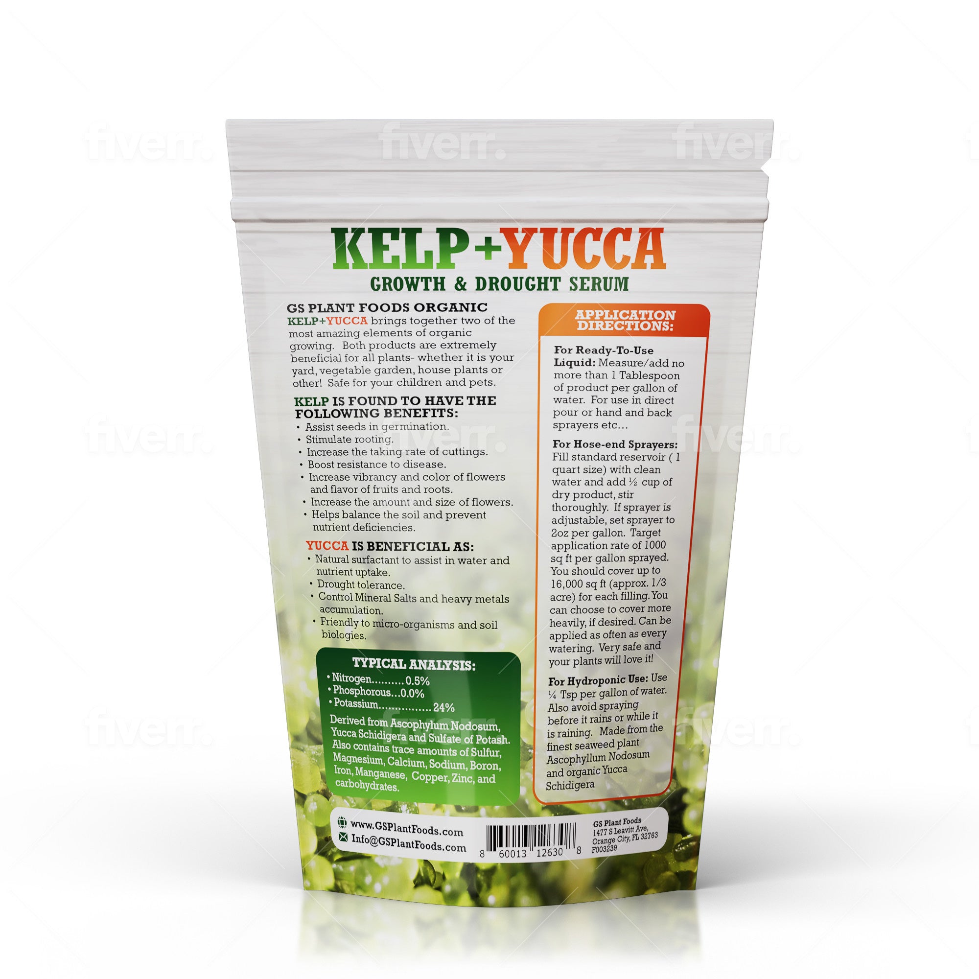 Kelp + Yucca – Organic Soil Moisture Retainer & Plant Growth Enhancer – Seaweed + Yucca Extract Blend for Stronger Roots, Better Water Absorption & Stress Resistance