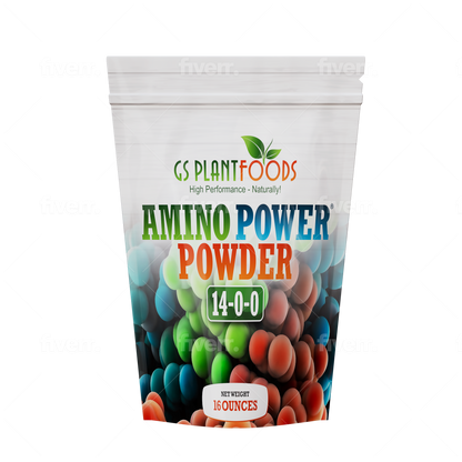plant power fertilizer Amino Power Powder Nitrogen Fertilizer 16 oz - Plant-Based 100% Water Soluble High Nitrogen Source