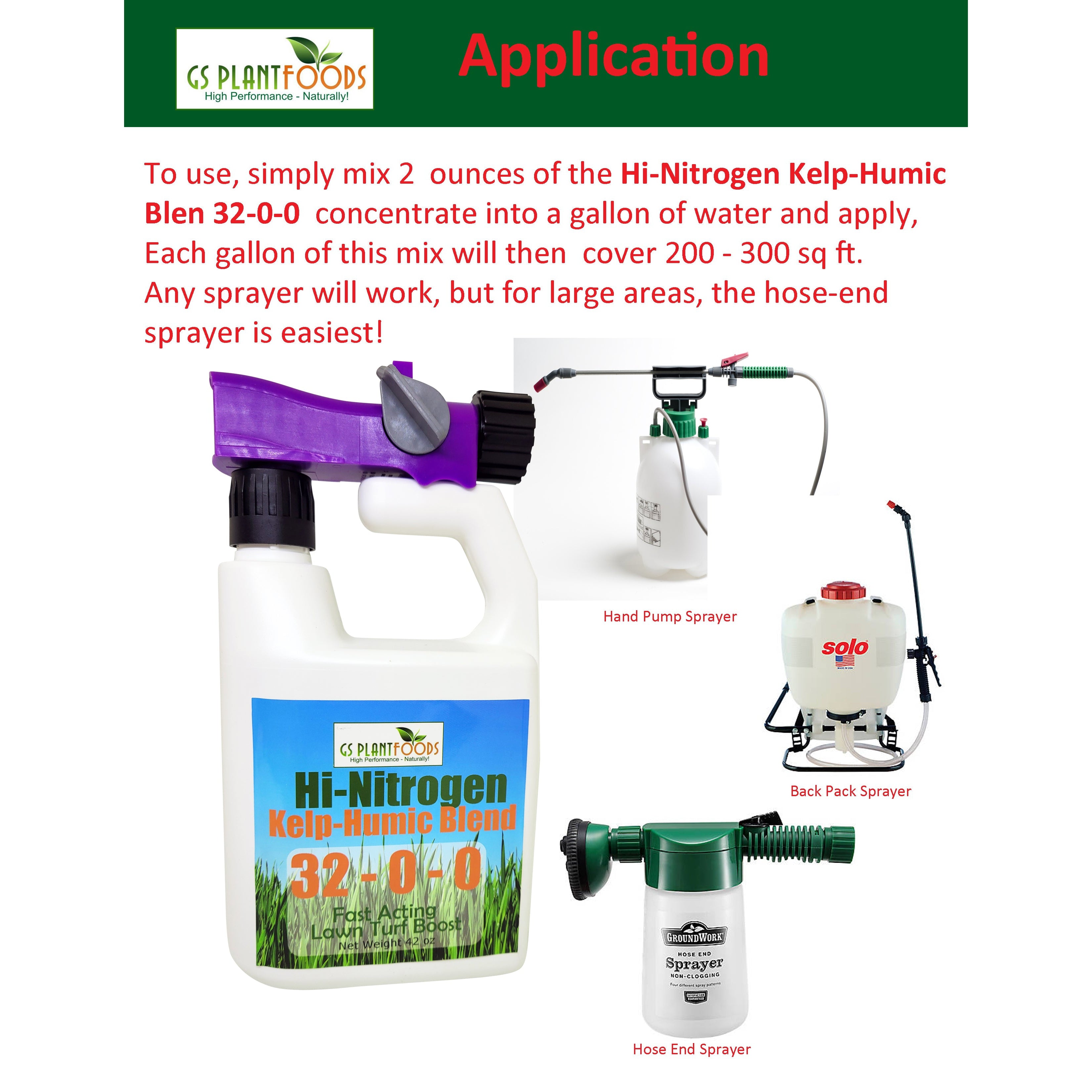Hi-Nitrogen Kelp-Humic Blend 32-0-0 by GS Plant Foods, A Quick Greening Lawn Food