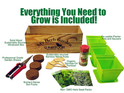 Herb Window Garden Gift Set- Complete windowsill herb garden growing kit
